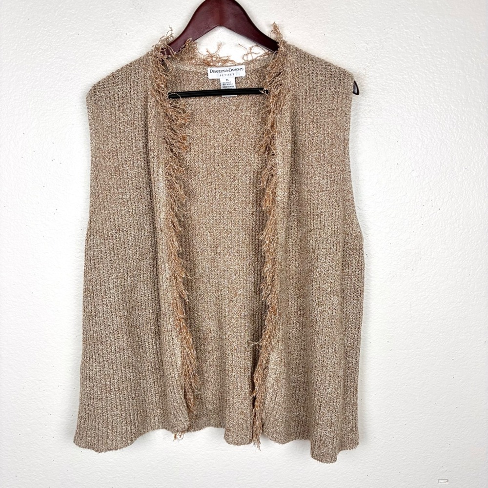 Vtg Vest Sz M Boho Fringe Knit Fur Festival Fairy Grunge Earthy Penny Lane Brown